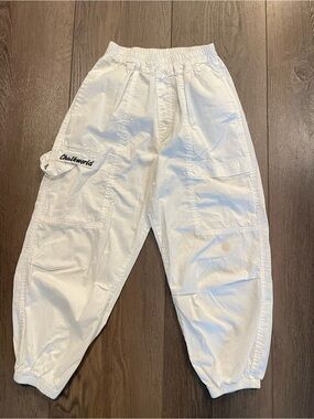 Kids White Cargo Jogger Pants